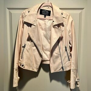 Blanc Noir Light Pink Moto Faux‎ Leather Jacket with Asymmetrical Zipper Size M